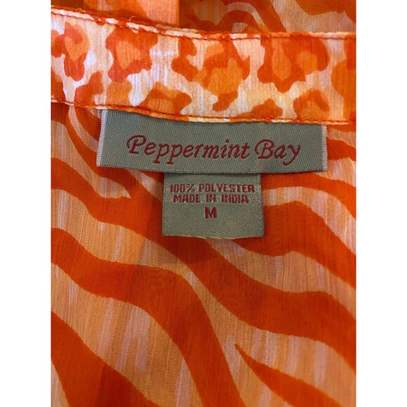 Peppermint Bay Swimsuit Coverup Women’s Medium Sheer Orange Animal Print Sexy - Picture 8 of 9